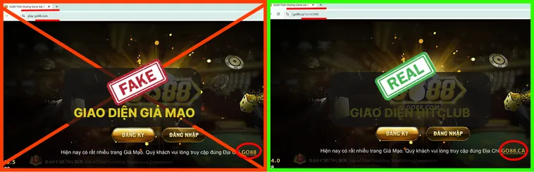 Cách Nhận Biết Nhà Cái Go88 Chính Thức Qua Giấy Phép Hoạt Động 3 Link thật Go88.com mang lại trải nghiệm tin cậy, còn link giả Go88.com thường khiến người dùng nghi ngờ vì chi tiết bất thường.